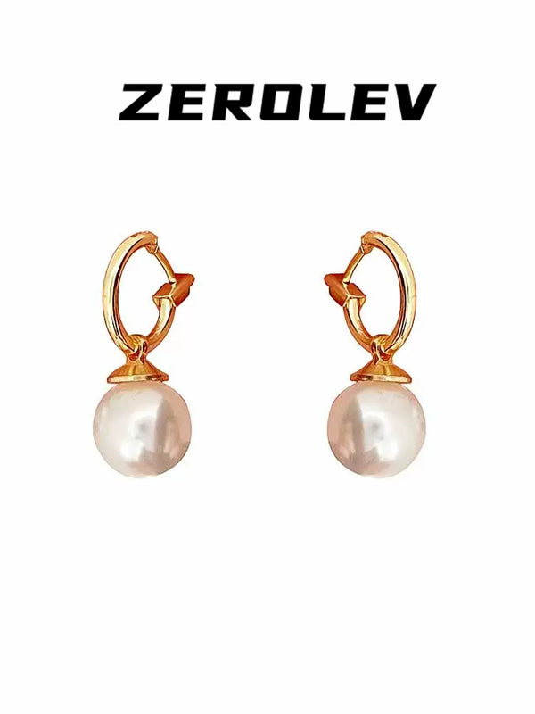 Metal Pearl Pendant Earrings